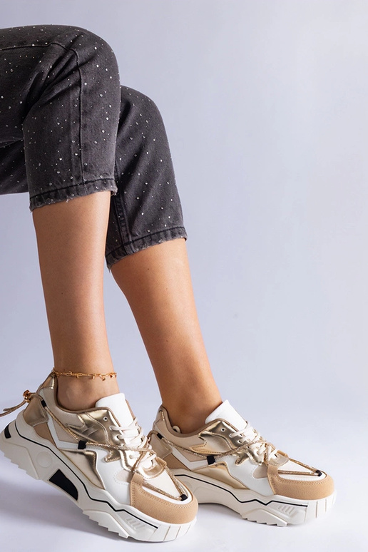 Béžové tenisky zdobené zirkónovou...