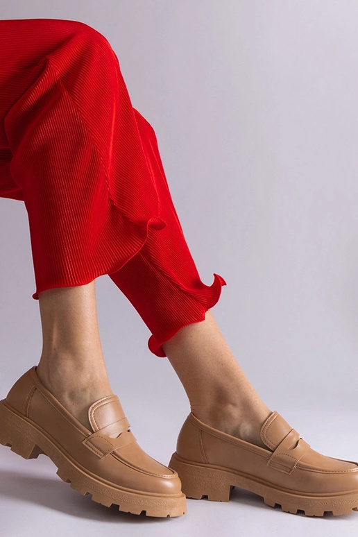 Tmavo béžové dámske mokasíny z...