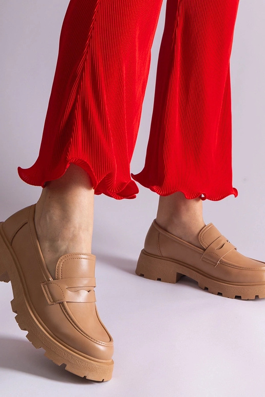 Tmavo béžové dámske mokasíny z...