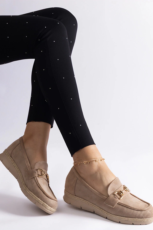 Pieskové dámske perforované mokasíny...