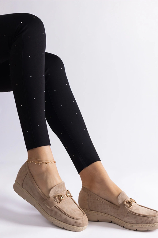 Pieskové dámske perforované mokasíny...