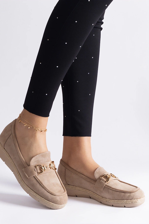 Pieskové dámske perforované mokasíny...