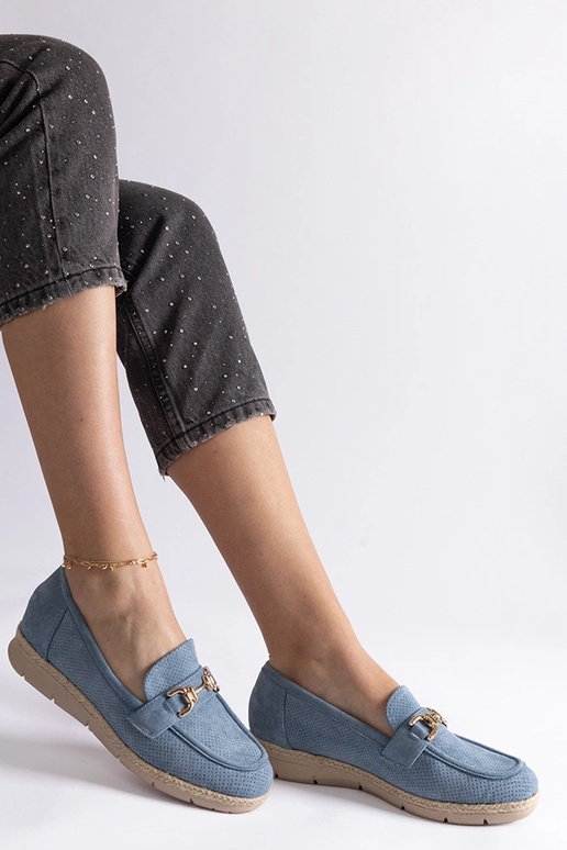 Modré dámske topánky z umelej zamše...