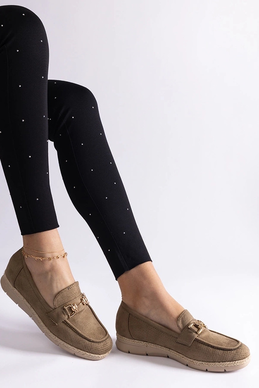 Zelené dámske mokasíny z umelej zamše...