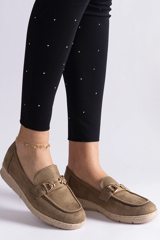 Zelené dámske mokasíny z umelej zamše...