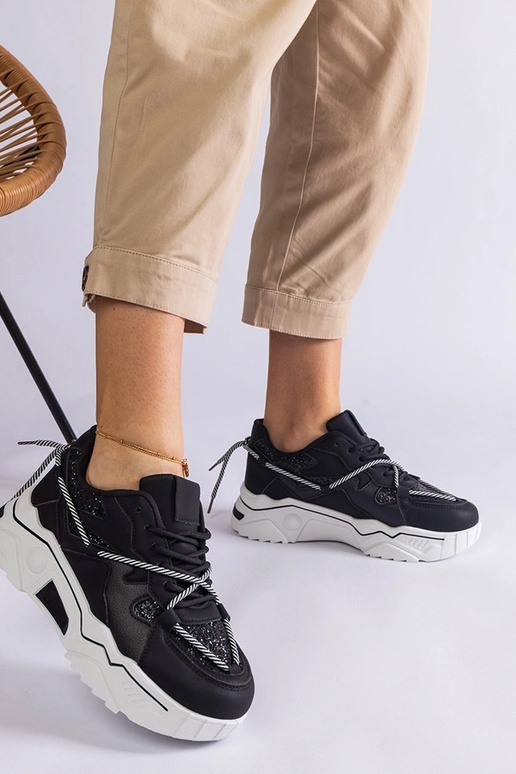 Čierne dámske tenisky s trblietkami Agar