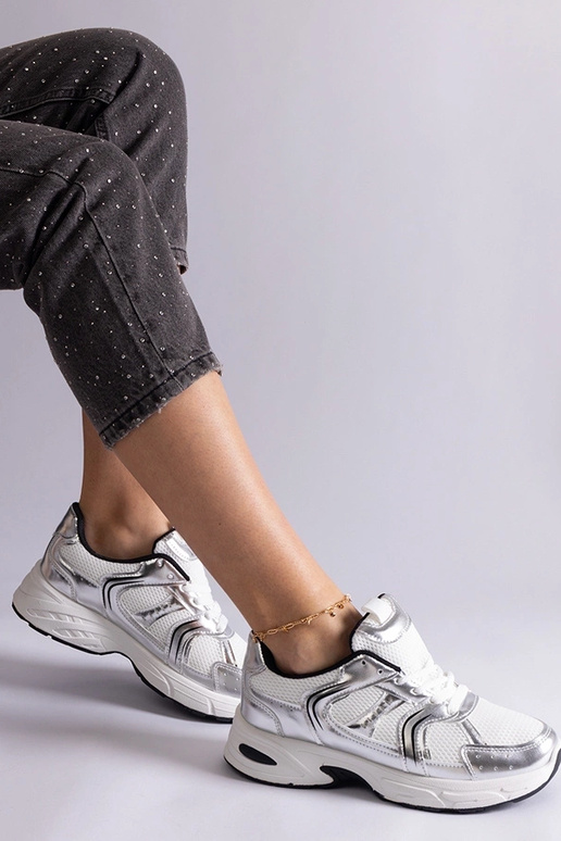 Bielo-strieborné športové tenisky Ena