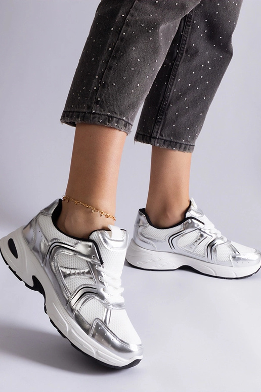 Bielo-strieborné športové tenisky Ena