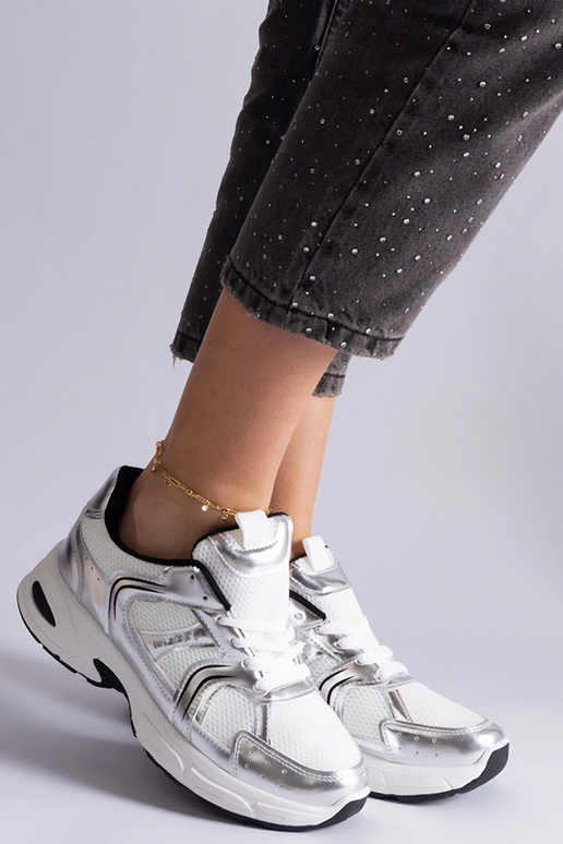 Bielo-strieborné športové tenisky Ena