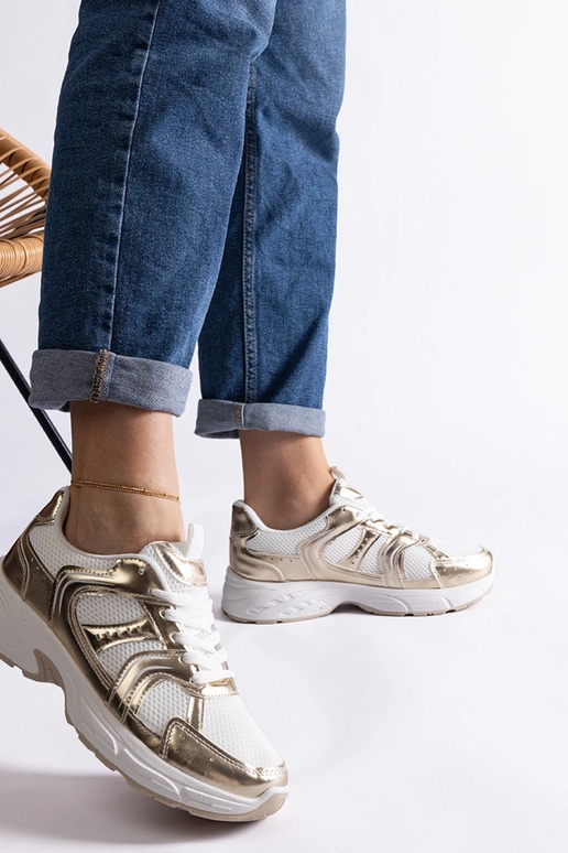 Bielo-zlaté športové tenisky Ena