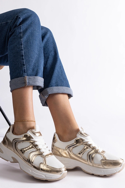 Bielo-zlaté športové tenisky Ena