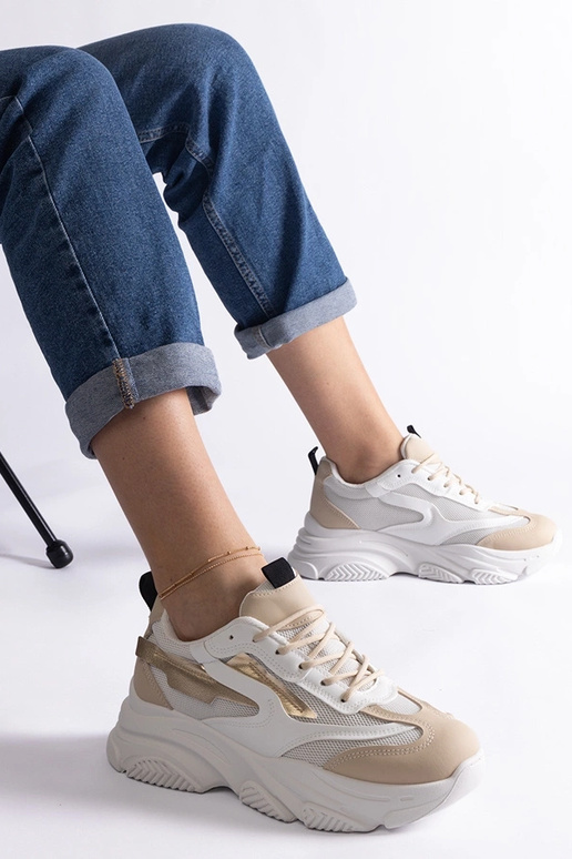 Béžové a zlaté dámske tenisky Milenka