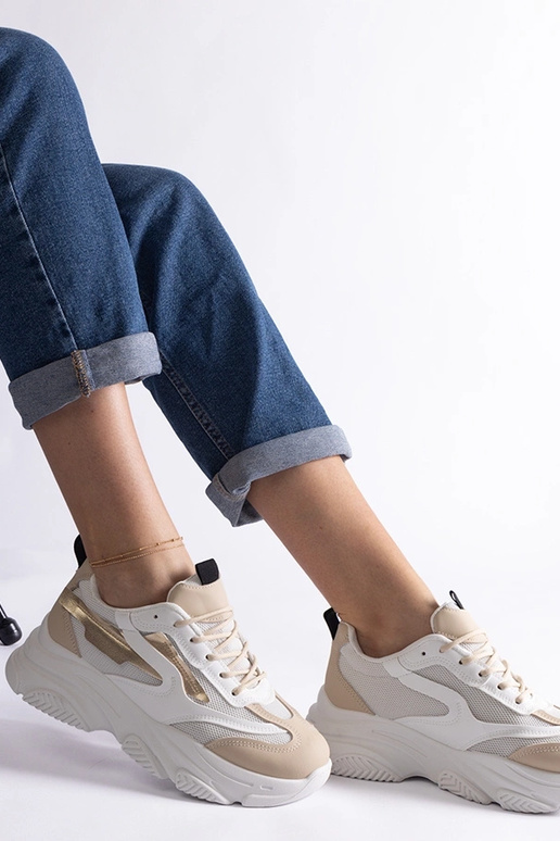 Béžové a zlaté dámske tenisky Milenka