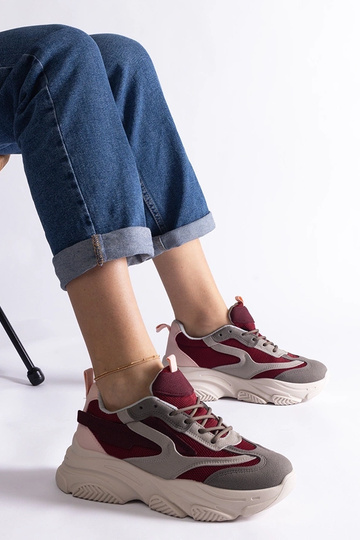 Bordovo-šedé dámske tenisky...