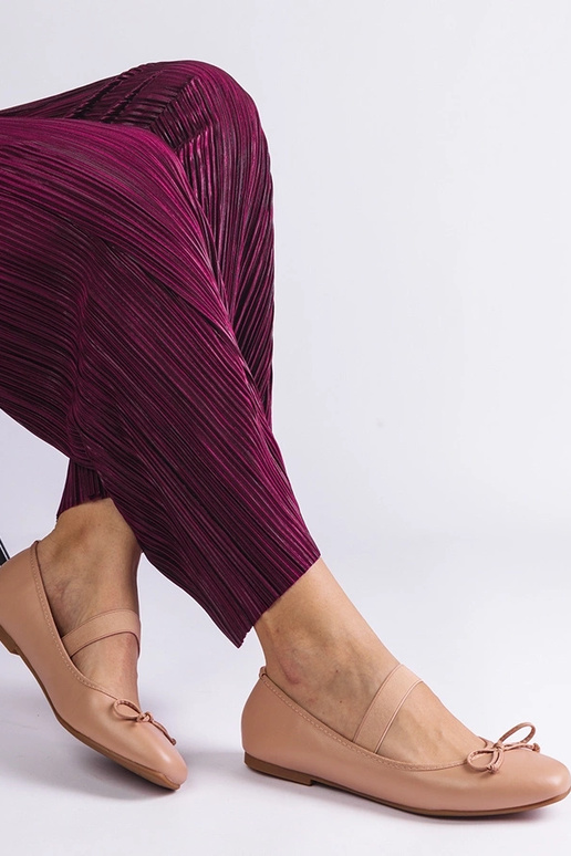 Béžové balerínky s elastickou a...