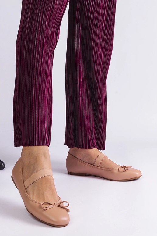 Béžové balerínky s elastickou a...