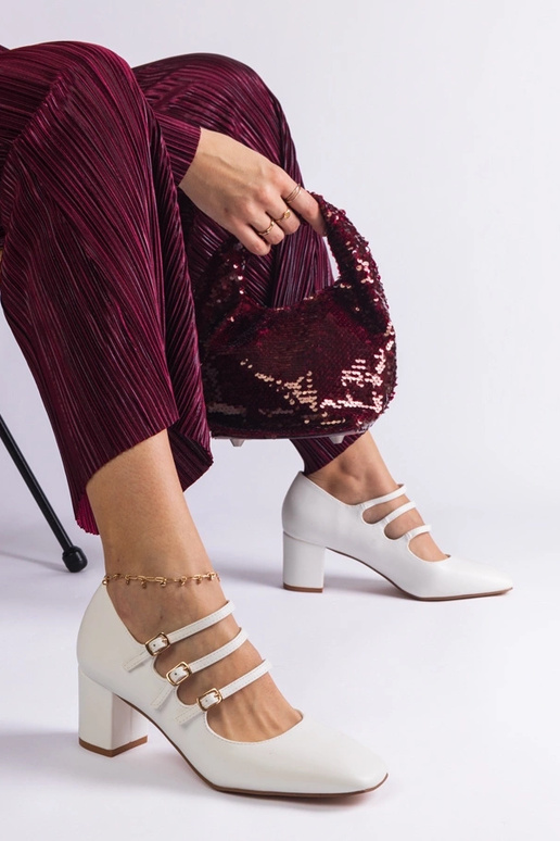 Biele lodičky s blokovým podpätkom a...