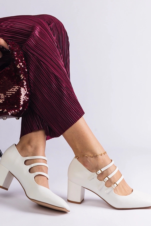 Biele lodičky s blokovým podpätkom a...