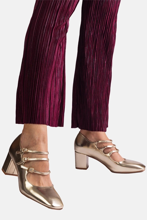 Zlaté lodičky s blokovým podpätkom a...