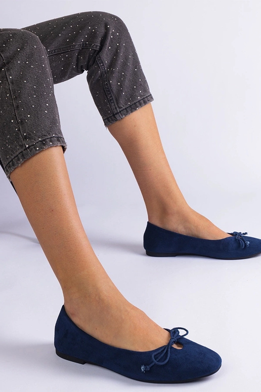 Námornícke modré balerínky s ozdobnou...