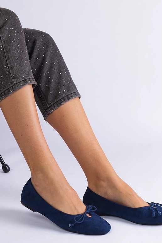 Námornícke modré balerínky s ozdobnou...