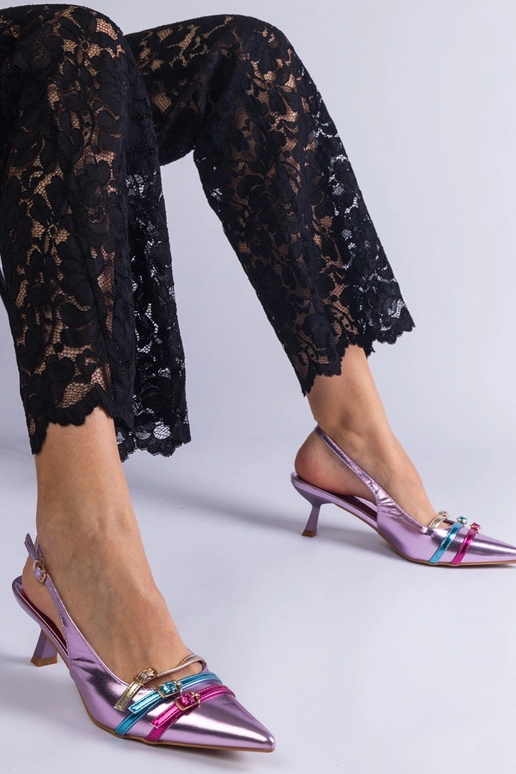 Fialové kačacie podpätky s otvorenou... Fialové kačacie podpätky s otvorenou...