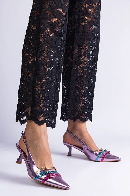 Fialové kačacie podpätky s otvorenou... Fialové kačacie podpätky s otvorenou...