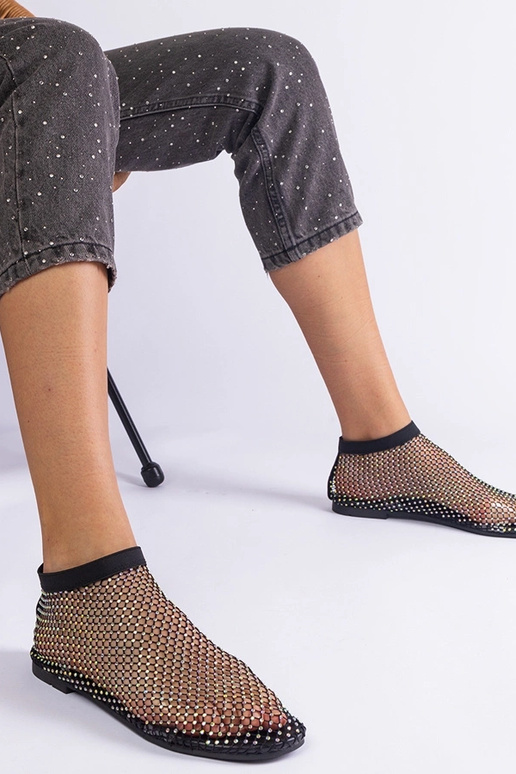 Čierne sieťované sandále so zirkónmi...