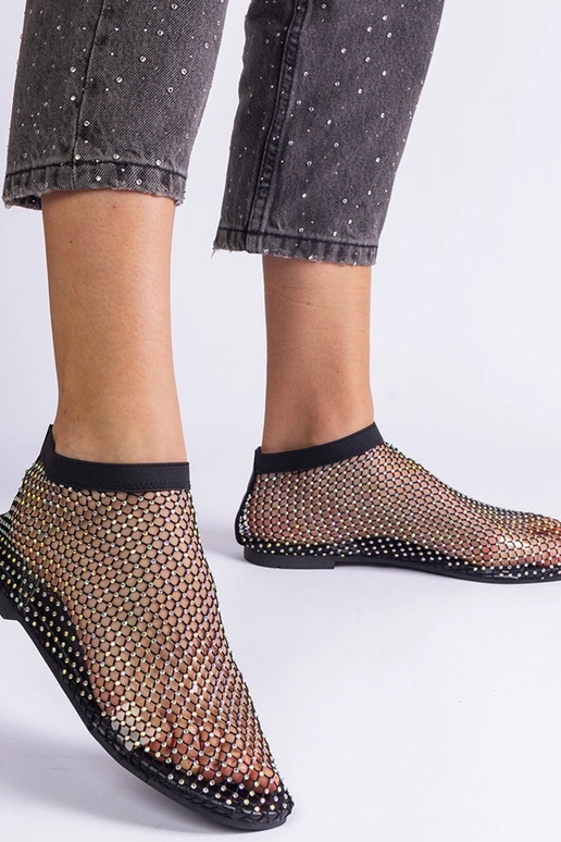 Čierne sieťované sandále so zirkónmi...