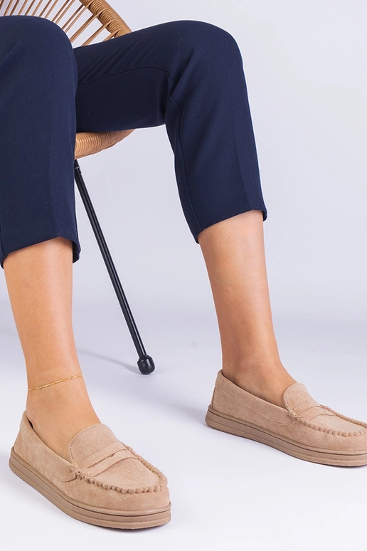 Pieskové dámske topánky z umelej...