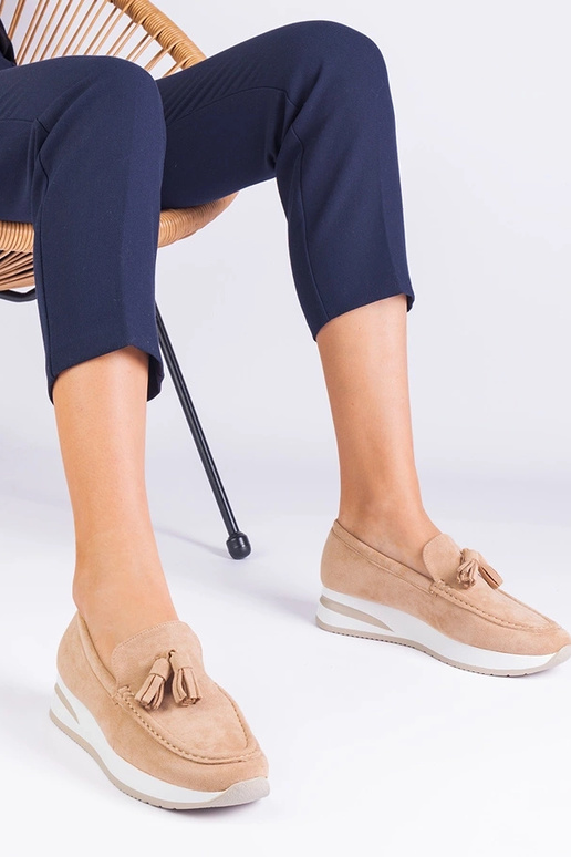 Béžové dámske mokasíny na platforme... Béžové dámske mokasíny na platforme...