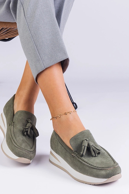 Zelené dámske mokasíny na platforme... Zelené dámske mokasíny na platforme...