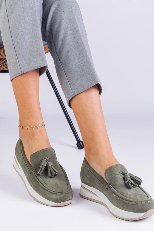 Zelené dámske mokasíny na platforme... Zelené dámske mokasíny na platforme...