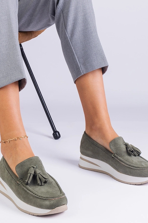 Zelené dámske mokasíny na platforme... Zelené dámske mokasíny na platforme...
