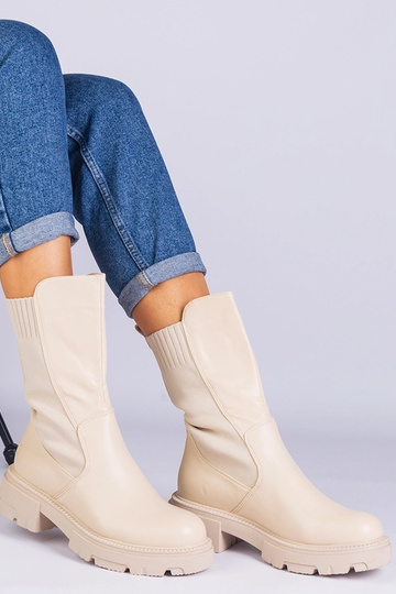 Béžové členkové čižmy s...