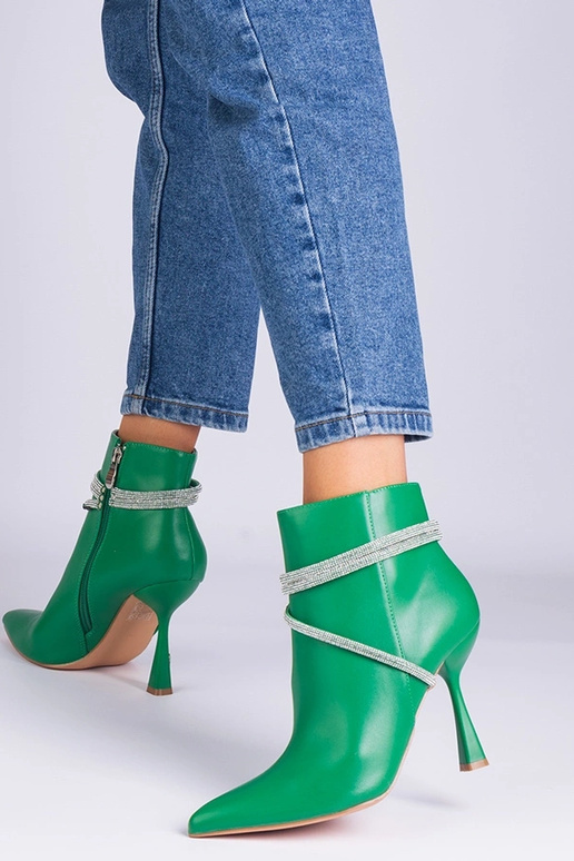 Zelené členkové čižmy na vysokom...