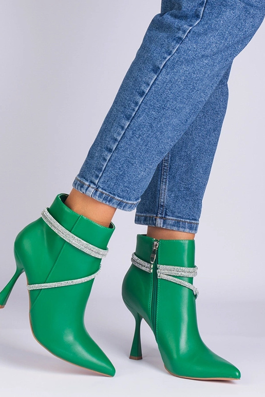 Zelené členkové čižmy na vysokom...