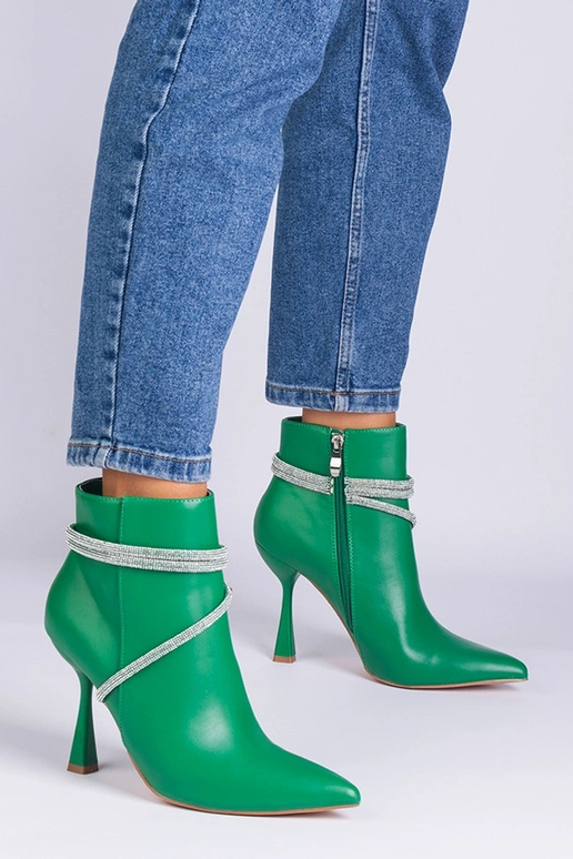 Zelené členkové čižmy na vysokom...