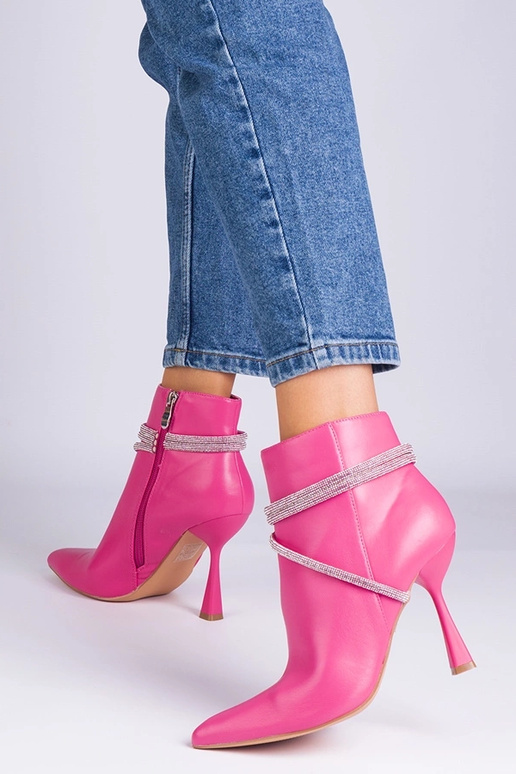 Ružové členkové čižmy na vysokom...