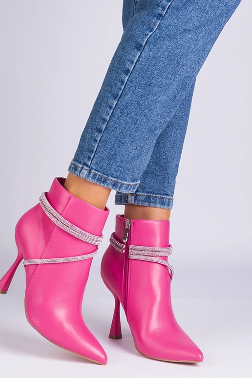 Ružové členkové čižmy na vysokom...