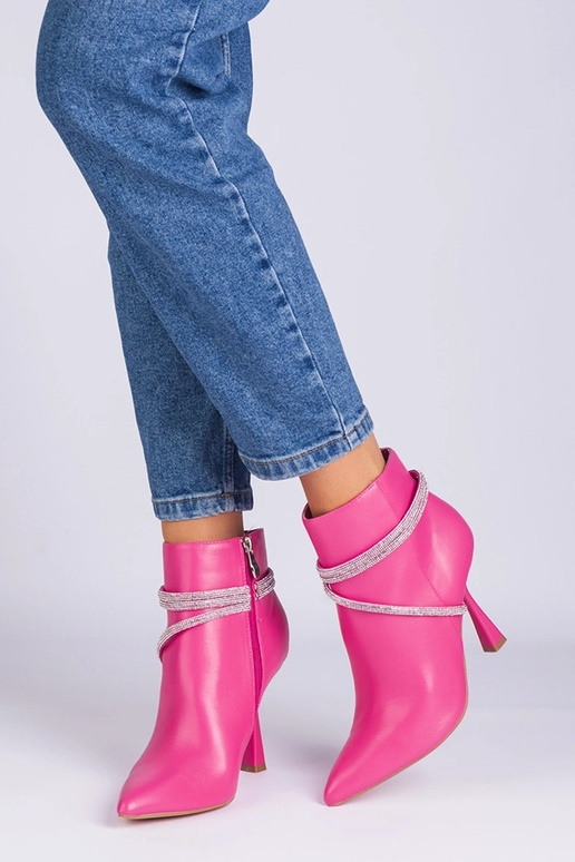 Ružové členkové čižmy na vysokom...