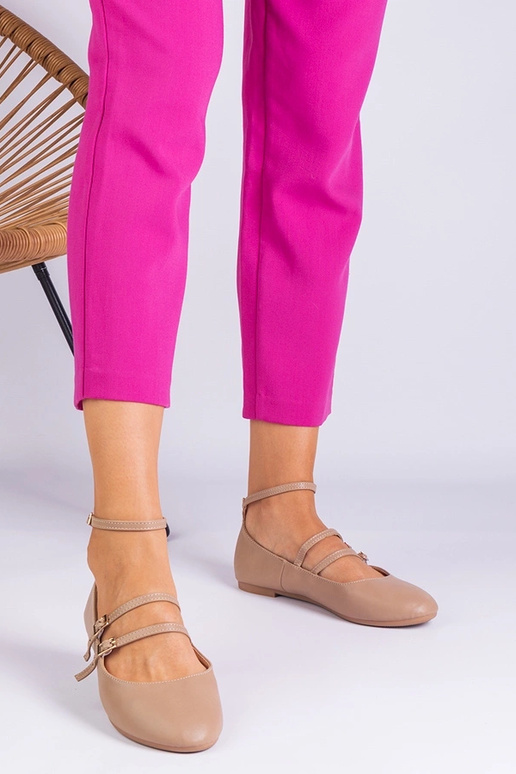 Béžové balerínky z ekokože s prackami...