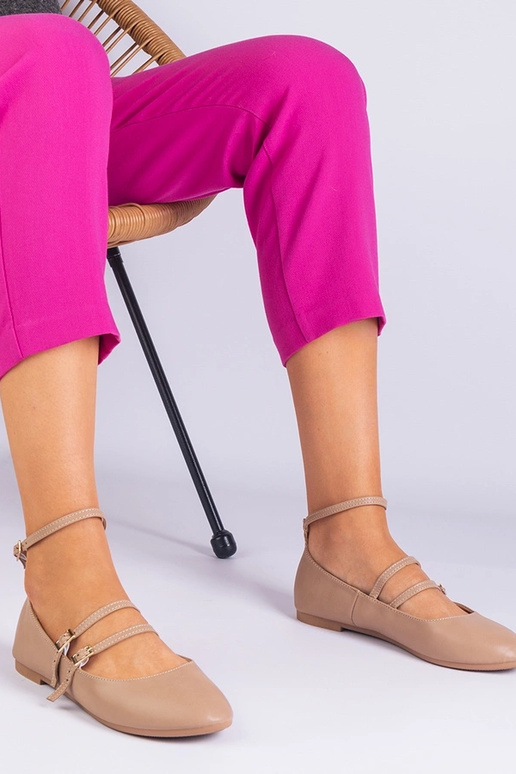 Béžové balerínky z ekokože s prackami...