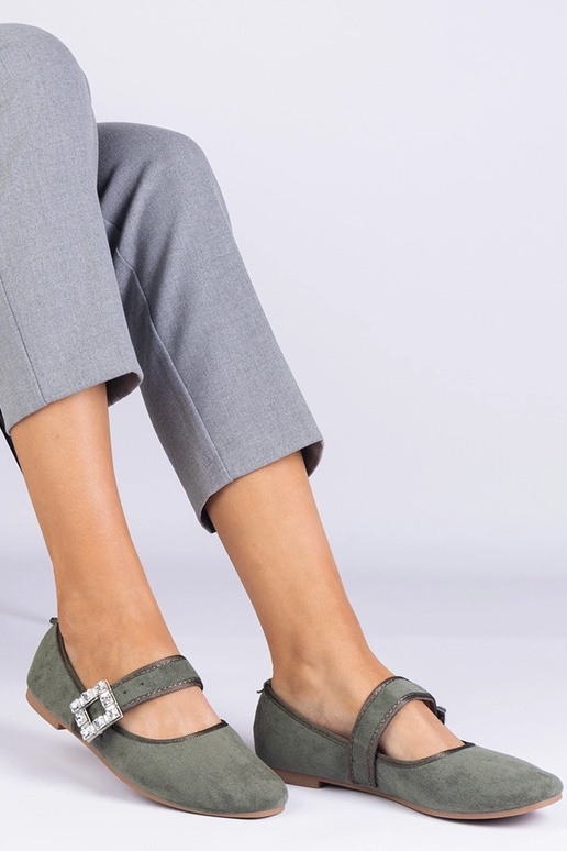 Zelené balerínky zdobené krištáľovou...