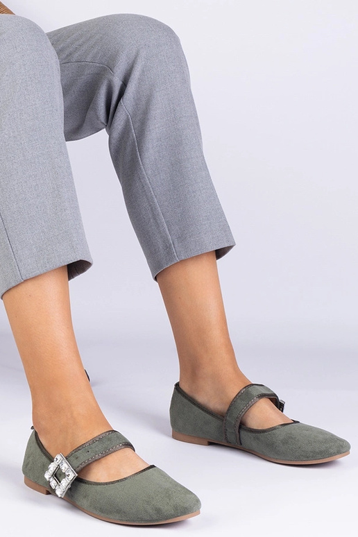 Zelené balerínky zdobené krištáľovou...