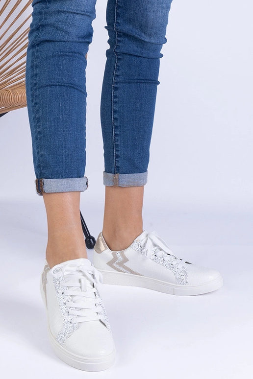 Biele dámske tenisky s razbou a...