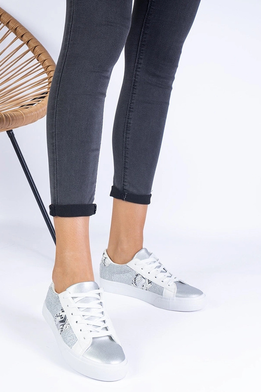 Dámske strieborné tenisky so...