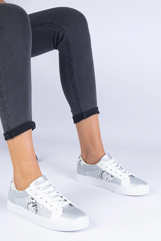 Dámske strieborné tenisky so...