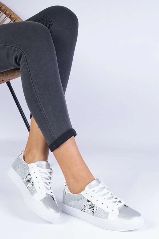 Dámske strieborné tenisky so...