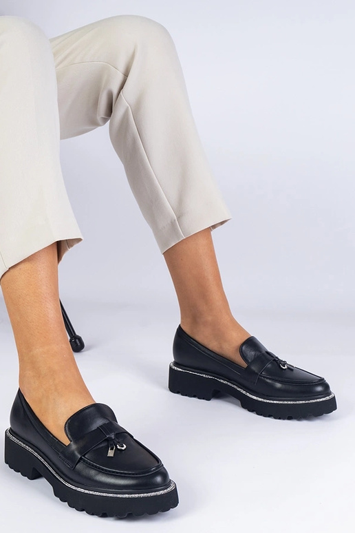 Čierne dámske mokasíny s hrubou... Čierne dámske mokasíny s hrubou...